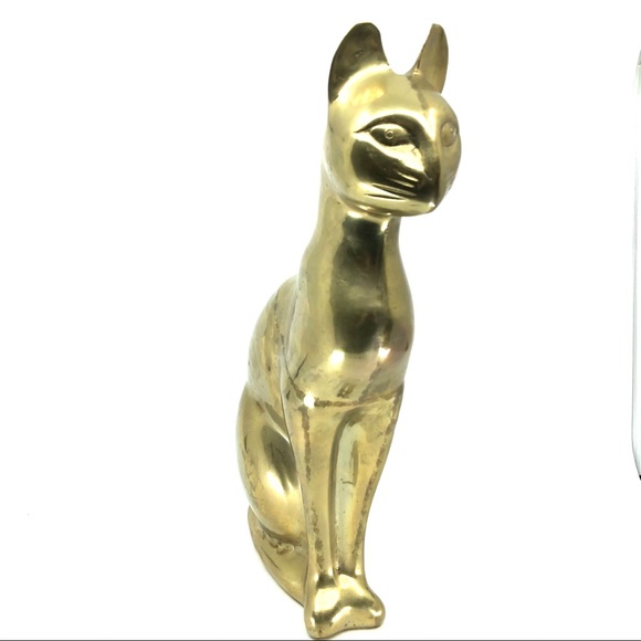 Vintage Other - SOLD 60s Solid Brass Cat Statue Mid Century Modern